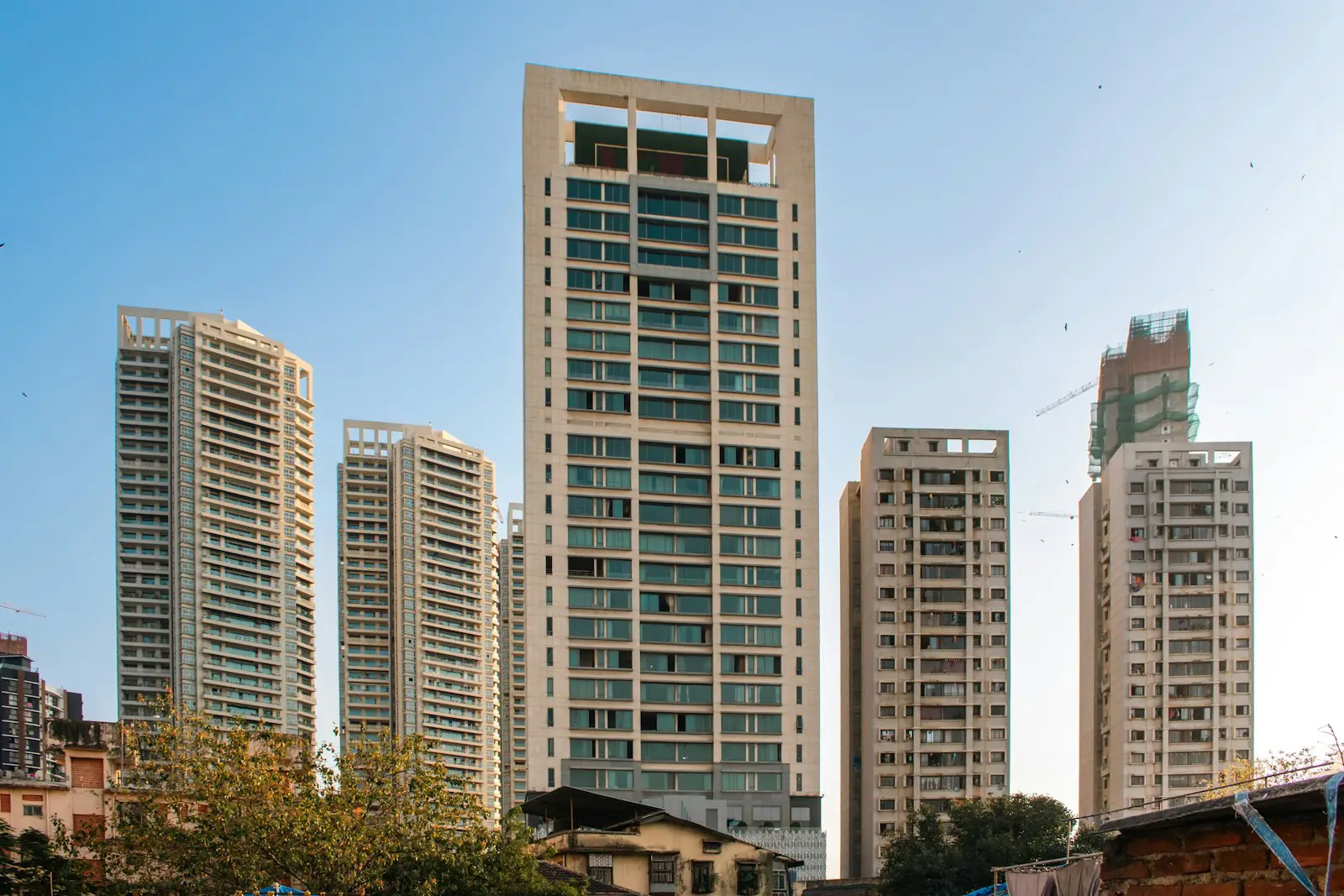 New residential towers in Mumbai against a clear sky